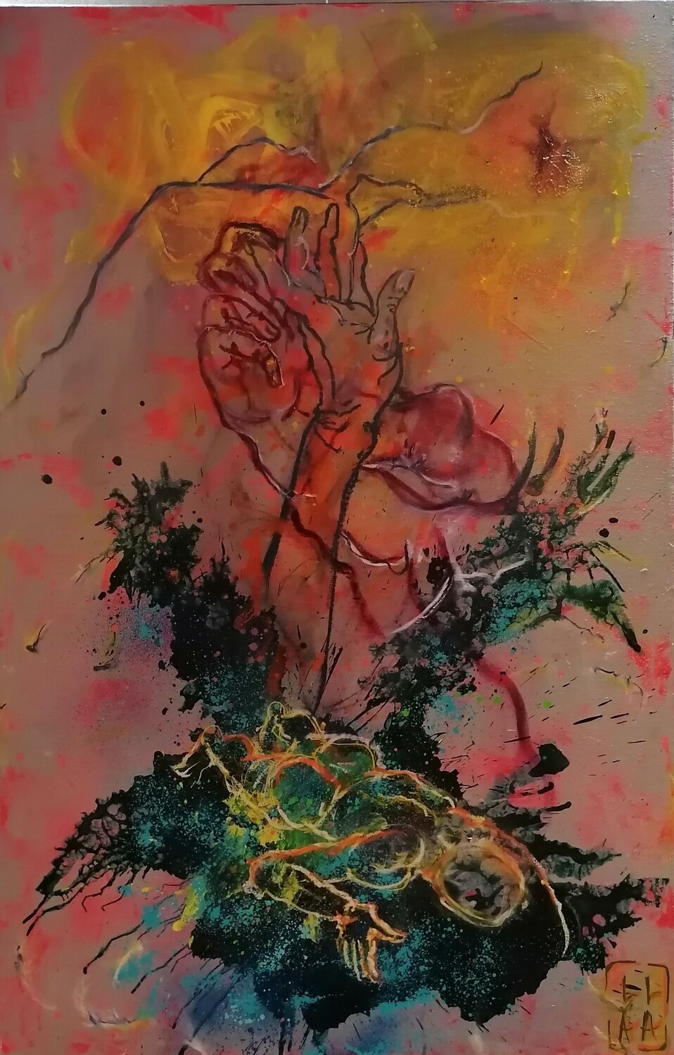 Icara et dédal - Le soleil Adélaïde Andreu Leferme Origineel schilderij te koop