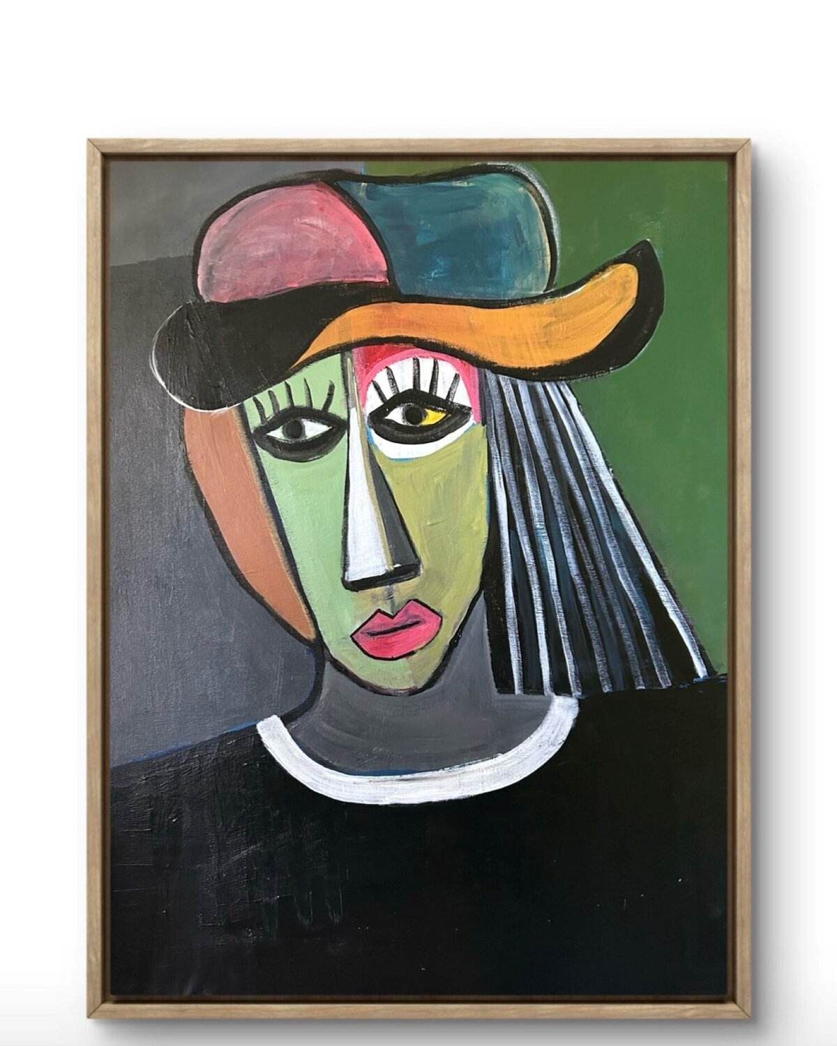 Portrait vert Claude De Stefano Original painting for sale