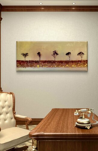 Golden Meadow Serenity by Nikoletta Abbasi Katona, Painting for Sale on Singulart