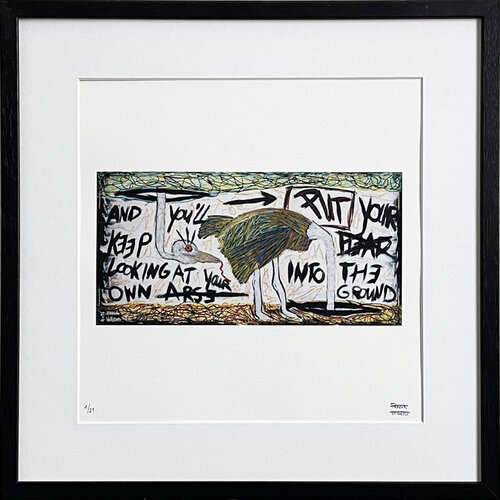 Limited Edt. Art Print – PUT YOUR HEAD INTO THE GROUND von Frank Willems, Druck kaufen auf Singulart