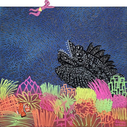 TROUBLES IN BLUE PARADISE – STONEFISH van Frank Willems, Schilderij te koop op Singulart