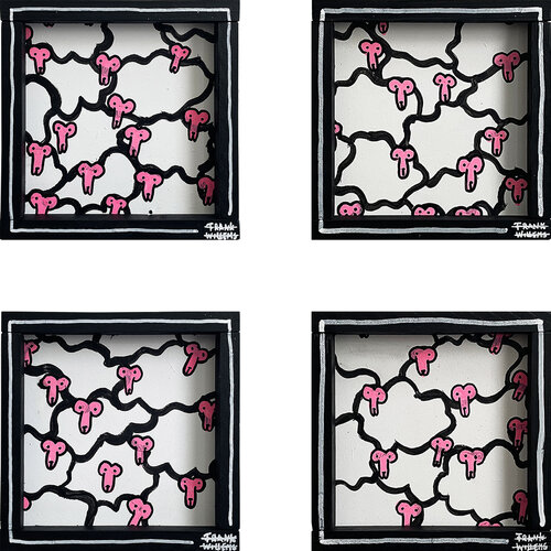 COUNTING SHEEP – Small - Set of 4 - Black van Frank Willems, Schilderij te koop op Singulart