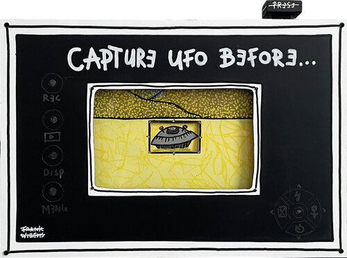 CAPTURE UFO BEFORE YOU MISS YOUR CHANCE di Frank Willems, Pittura in vendita su Singulart