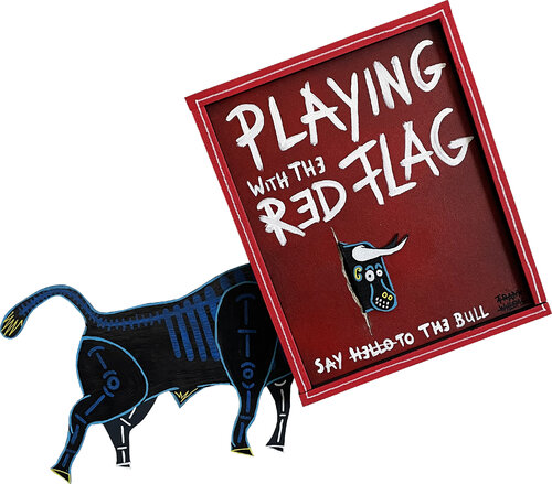 PLAYING WITH THE RED FLAG #3 di Frank Willems, Pittura in vendita su Singulart