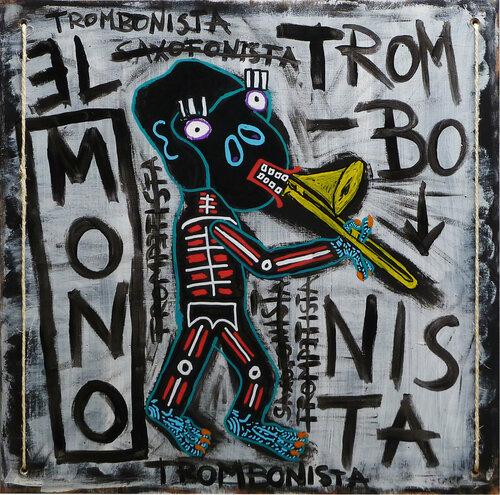 EL MONO TROMBONISTA di Frank Willems, Pittura in vendita su Singulart