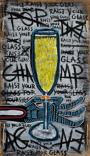 POP THE CHAMPAGNE van Frank Willems, Schilderij te koop op Singulart