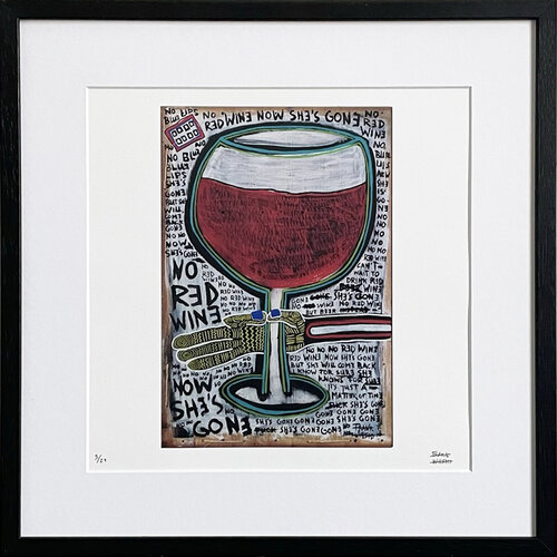 Limited Edt. Art Print - NO RED WINE NOW SHE'S GONE di Frank Willems, Stampa in vendita su Singulart
