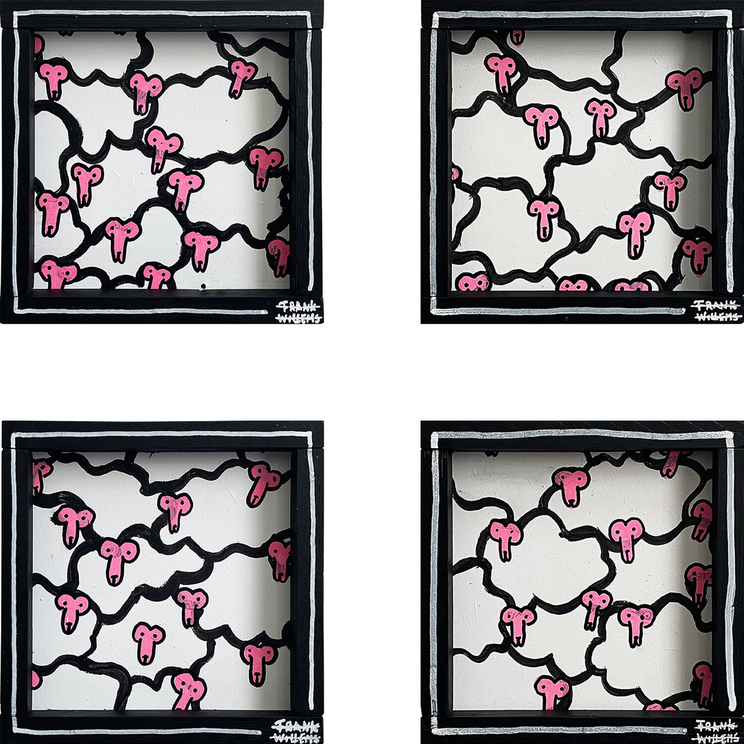 COUNTING SHEEP – Small - Set of 4 - Black Frank Willems