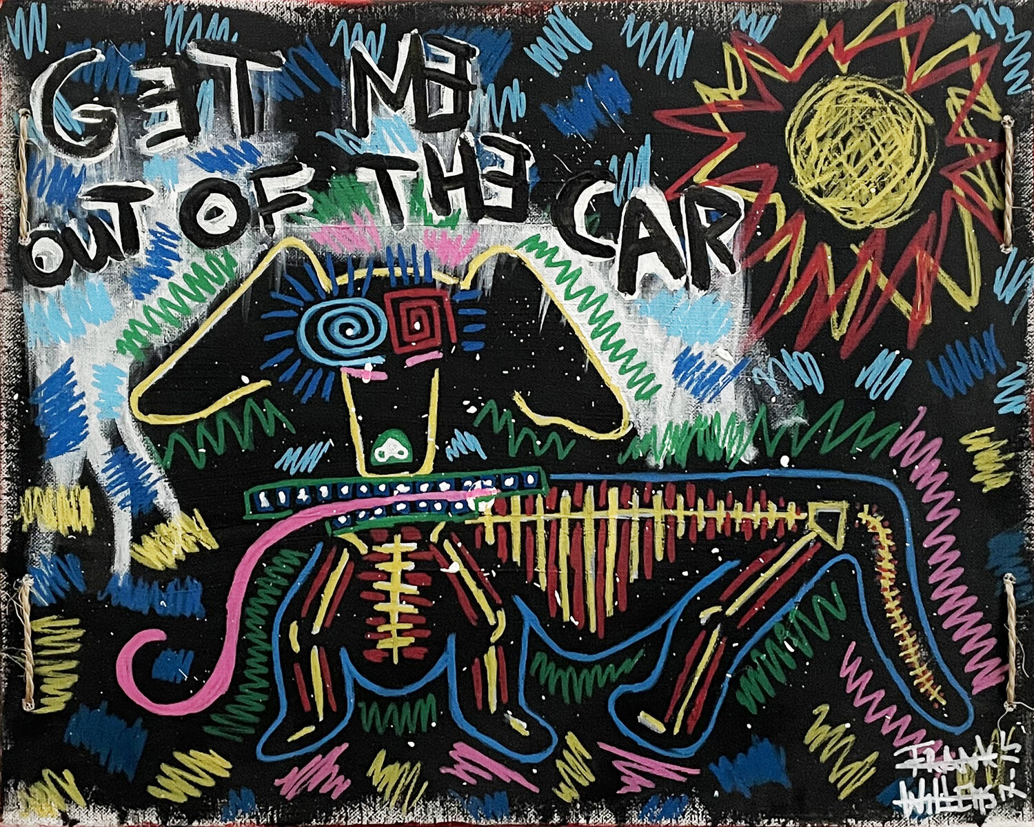 GET ME OUT OF THE CAR Frank Willems Originalgemälde zu verkaufen