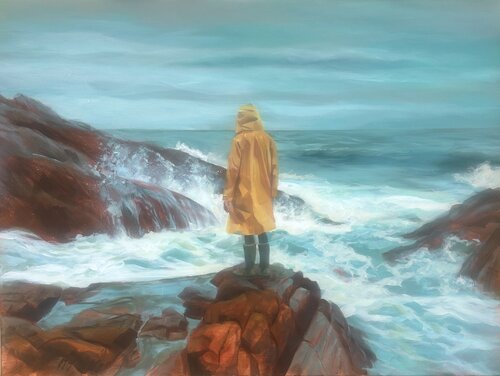The yellow coat by Nicole Schellekens, Painting for Sale on Singulart