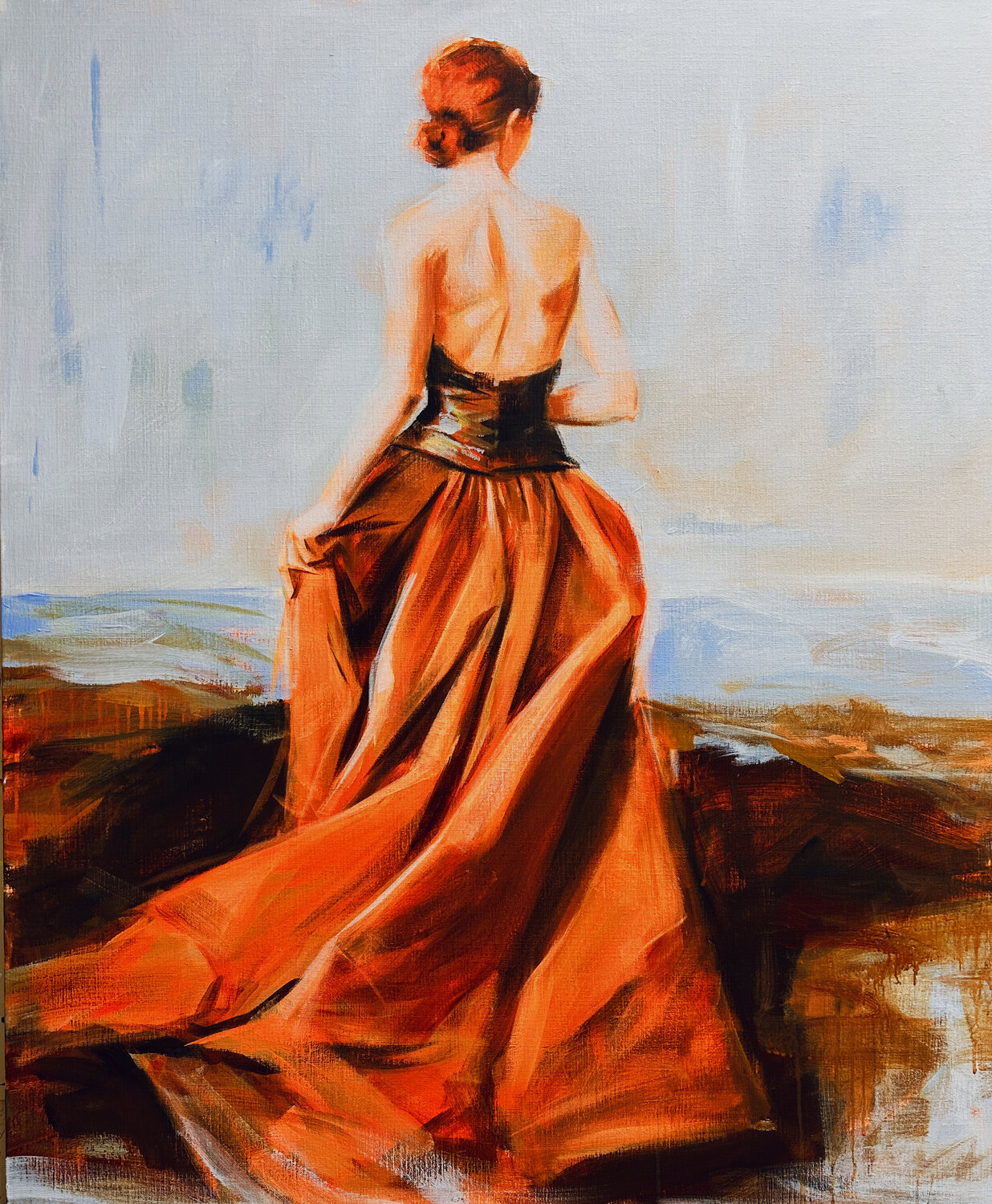 Radiance in orange Nicole S. Pousset Peinture originale à vendre