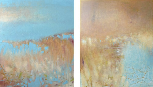 “Between Light and Silence”/ Diptych (each canvas 85х100х2 см.) von Helen Zuskina, Malerei kaufen auf Singulart