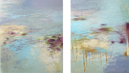 “Flow of Light”/ Diptych ( 1 canvas - 85х100х2 см + 2 canvas - 80x100x2,3 см) di Helen Zuskina, Pittura in vendita su Singulart