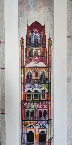 Tower Mumbai Chhatrapati Shivaji Maharaj Terminal de Suresh Gulage, Pintura a la venta en Singulart