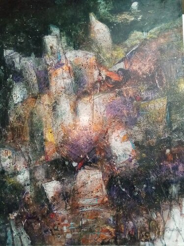 Viterbo incantata de Fabio Morini magenta, Pintura a la venta en Singulart