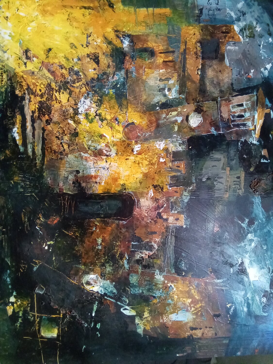 Vecchio borgo Fabio Morini magenta Pintura original en venta