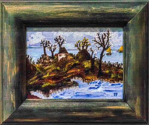 White Blossom on the Lake (Fioritura in bianco sul lago) von Elena Fontanesi, Malerei kaufen auf Singulart