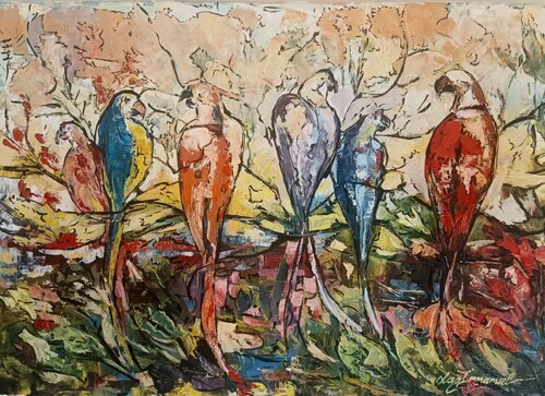 Birds Gathering von Immanuel Ola, Malerei kaufen auf Singulart
