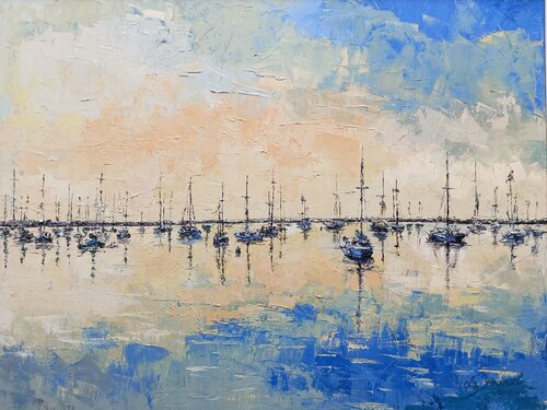 Harbour at Dawn by Ola Immanuel, 絵画 for Sale on Singulart