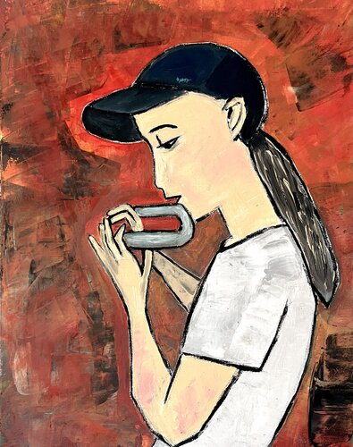 La petite fille a la flûte traversière by Herminio Carvalho, Painting for Sale on Singulart