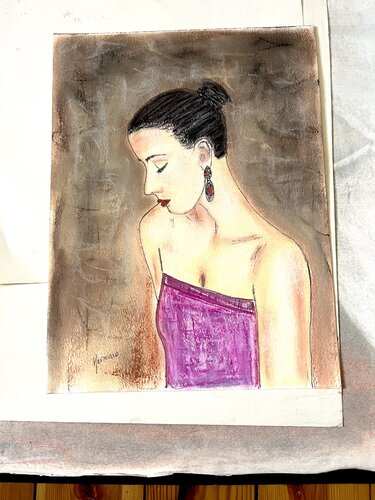 Portrait par Herminio Carvalho, Œuvre sur papier en vente sur Singulart