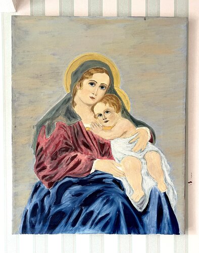 Vierge à l’enfant reproduction di Herminio Carvalho, Pittura in vendita su Singulart
