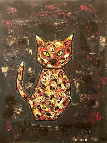 El Gato by Herminio Carvalho, Painting for Sale on Singulart