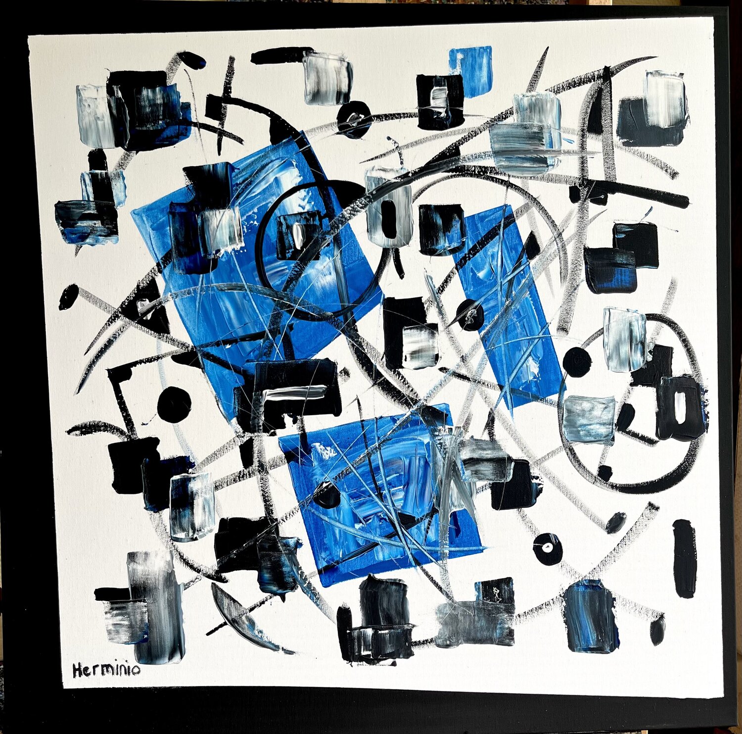 Le chaos ou la Folie Blue Nr 3 Herminio Carvalho Originalgemälde zu verkaufen