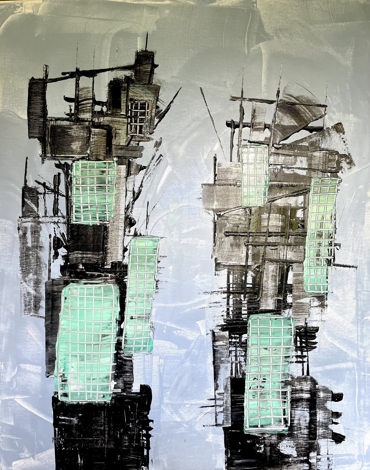 Structure du bout du Monde série II Herminio Carvalho Origineel schilderij te koop