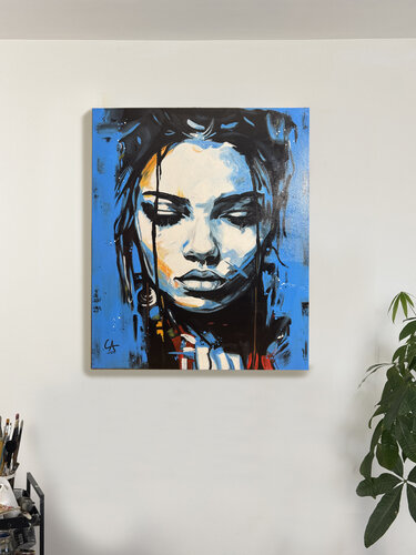 Portrait Bleu by Casto Albarracin Martinez, Painting for Sale on Singulart