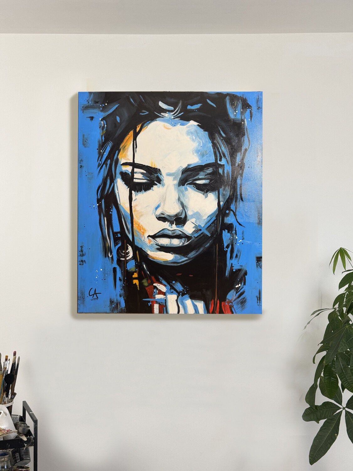 Portrait Bleu Casto Albarracin Martinez Original painting for sale