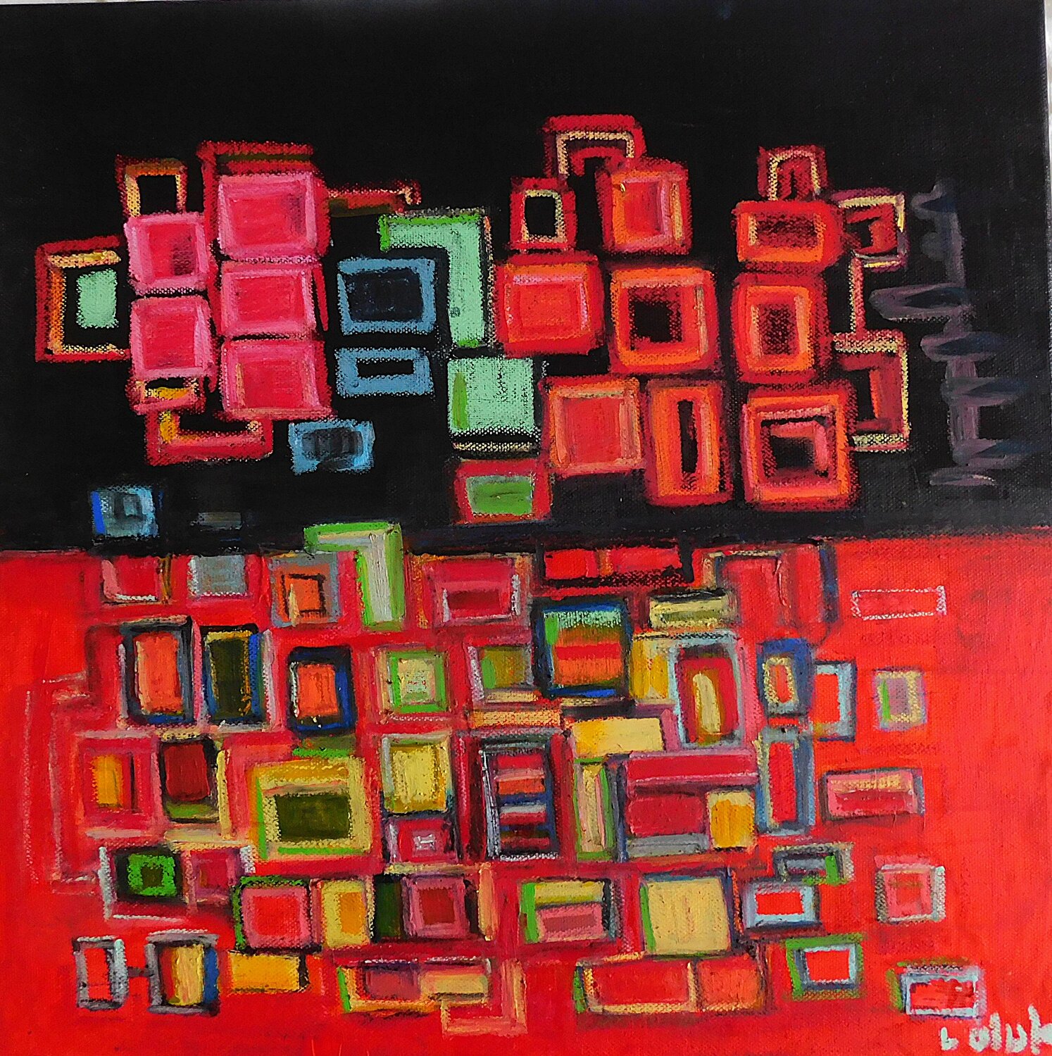 Red Versus Black Nalan McCandless Origineel schilderij te koop