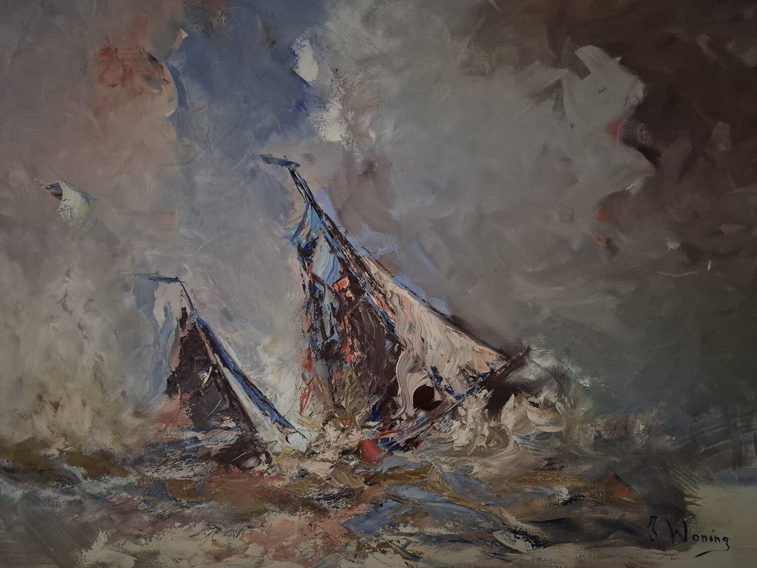 Zeilschepen op zee Jan Woning Original painting for sale