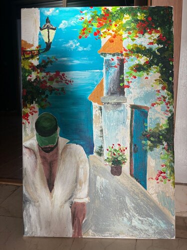 Handsome man In Mykonos von Nesma BENZEKRI, Malerei kaufen auf Singulart