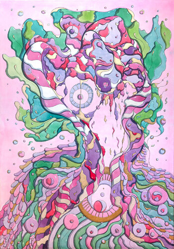 Healing my heart - watercolor on canvas by Michal Hlivka, 絵画 for Sale on Singulart