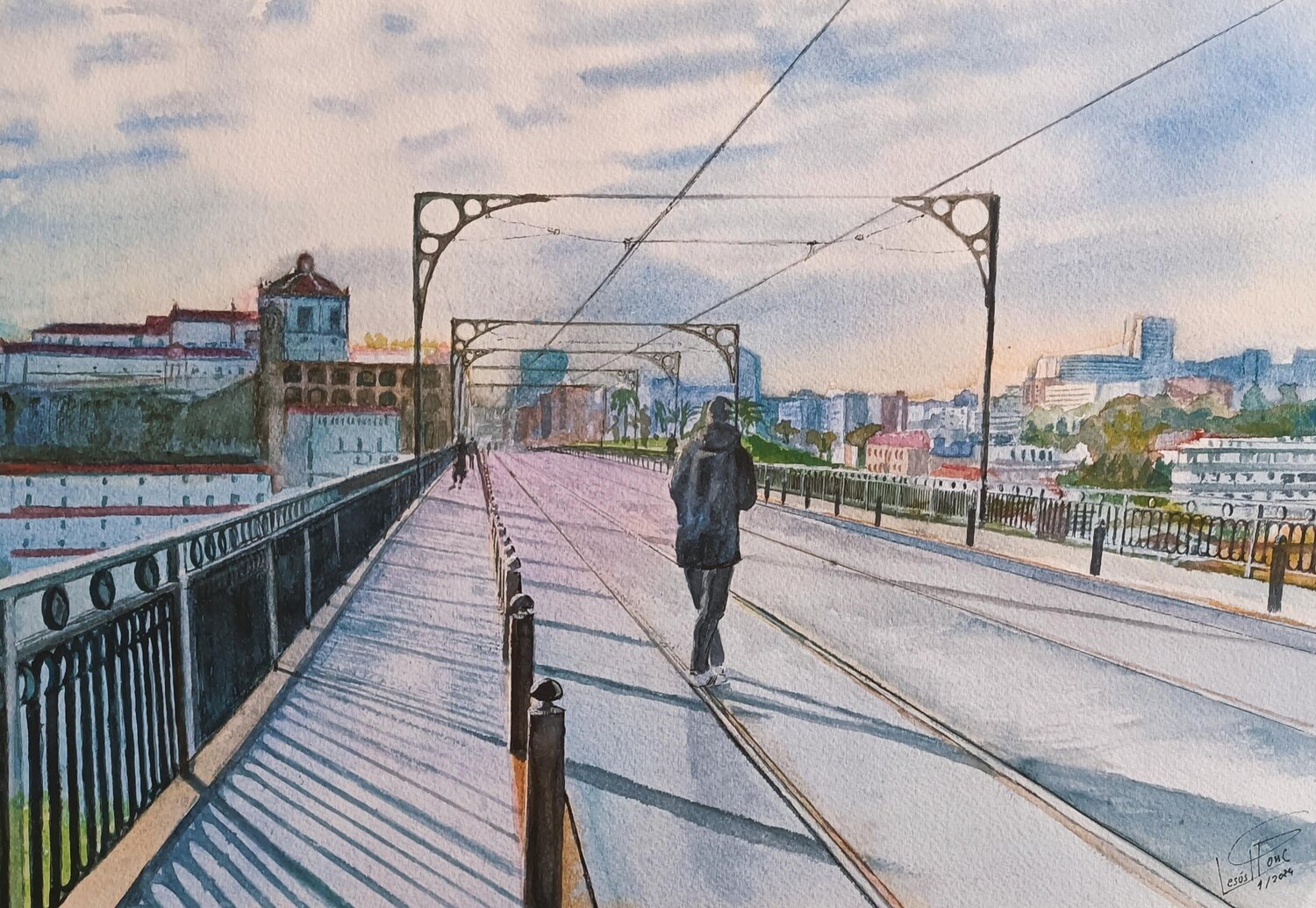 Amanecer en Luis I. Oporto Jesús García Pons Werk auf Papier zu verkaufen