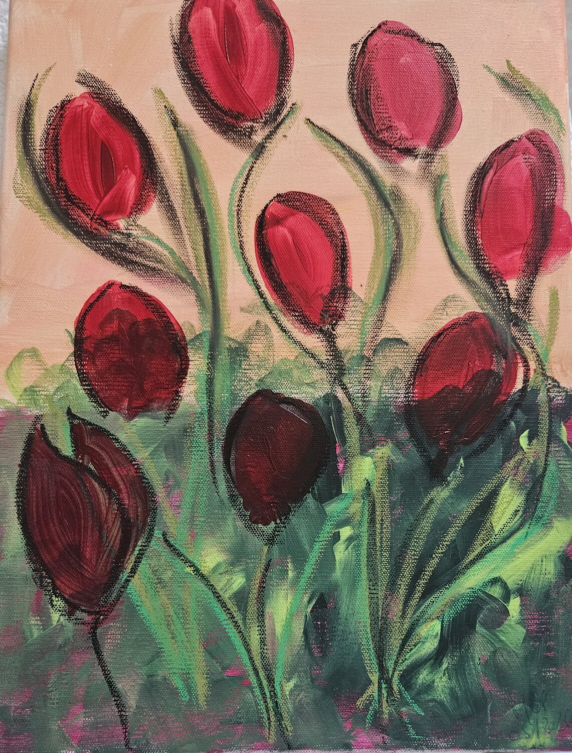 tulipes marie proteau Origineel schilderij te koop