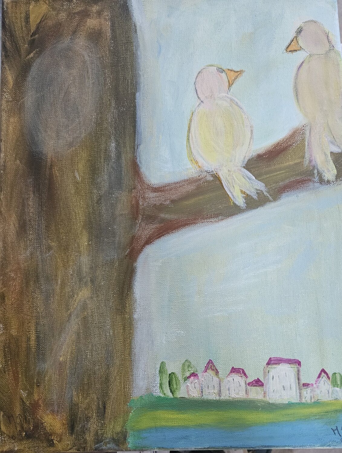 dialogue sur une branche marie proteau Original painting for sale