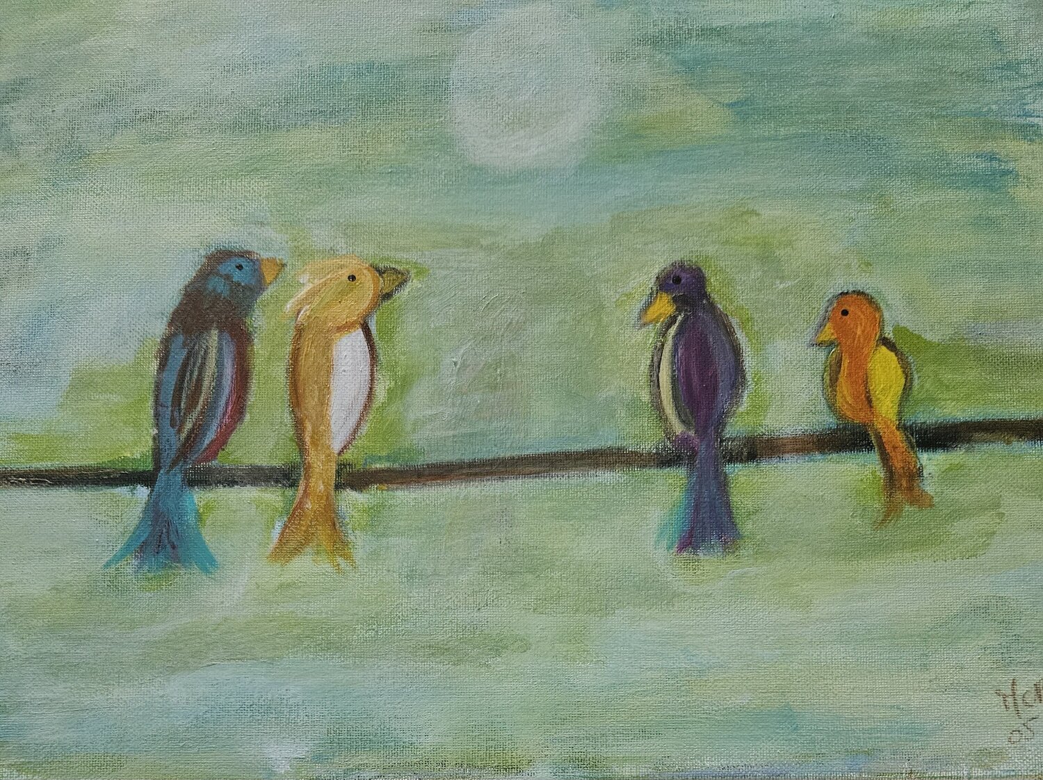 Conférence des oiseaux marie proteau Original painting for sale