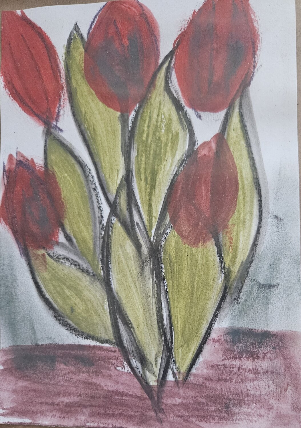tulipes en bouquet marie proteau Work on Paper for sale