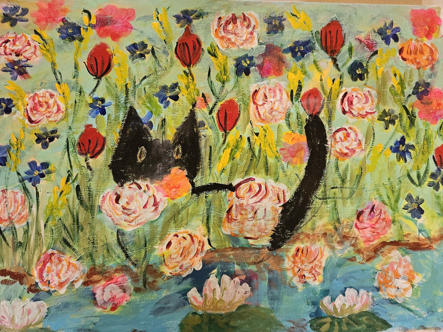 caché dans les fleurs 1 marie proteau Peinture originale à vendre