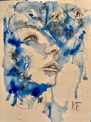 Regard Bleu 2 by FROMENTIN Karine, 絵画 for Sale on Singulart