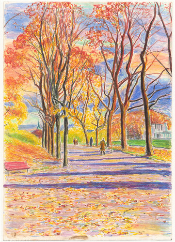 Autumn in Vigelandsparken by Ludvik Møller Støldal, Drawing for Sale on Singulart