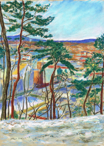 View from Ekeberg de Ludvik Møller Støldal, Dibujo a la venta en Singulart