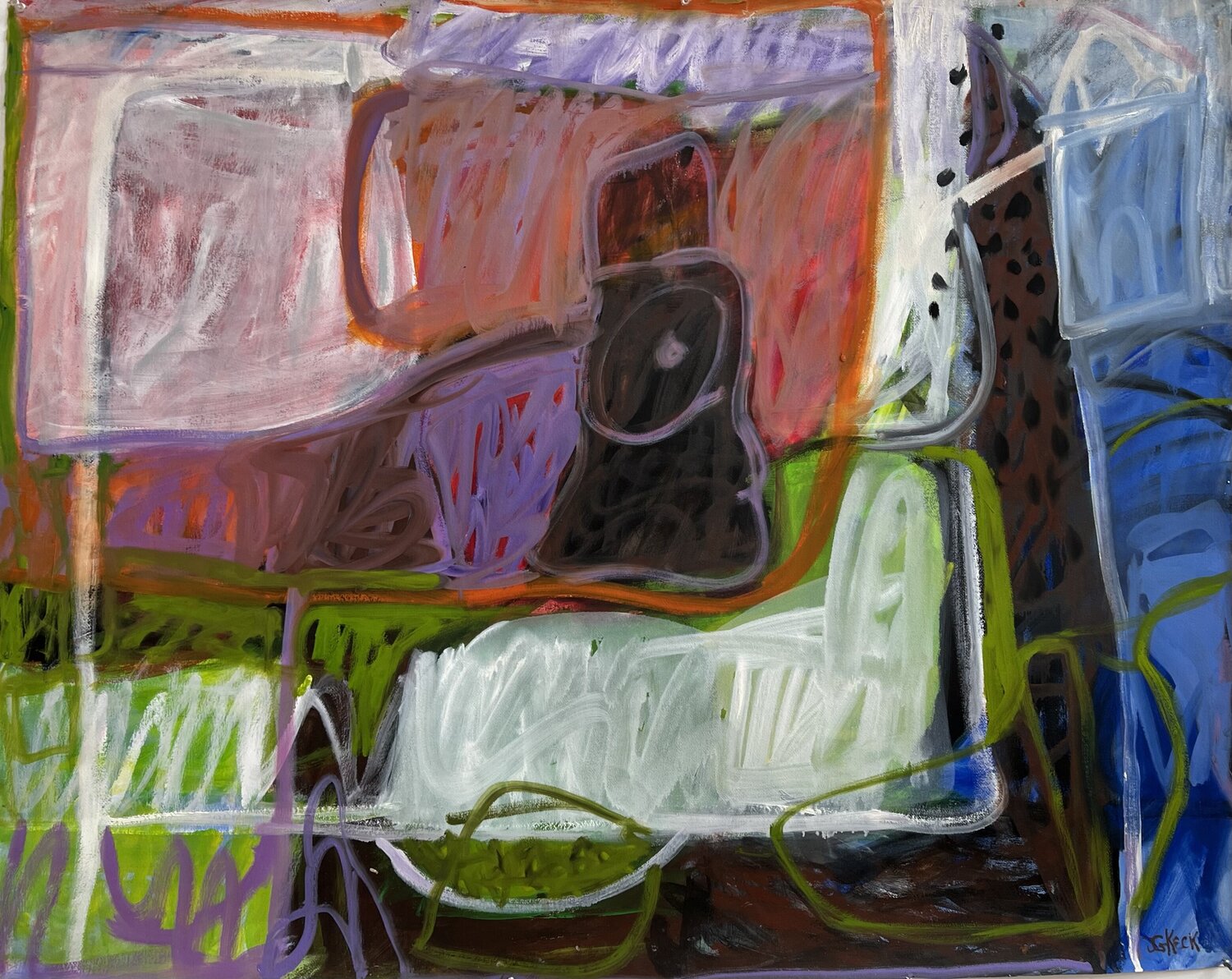 Sunday Pancakes Jeanne Keck Original painting for sale