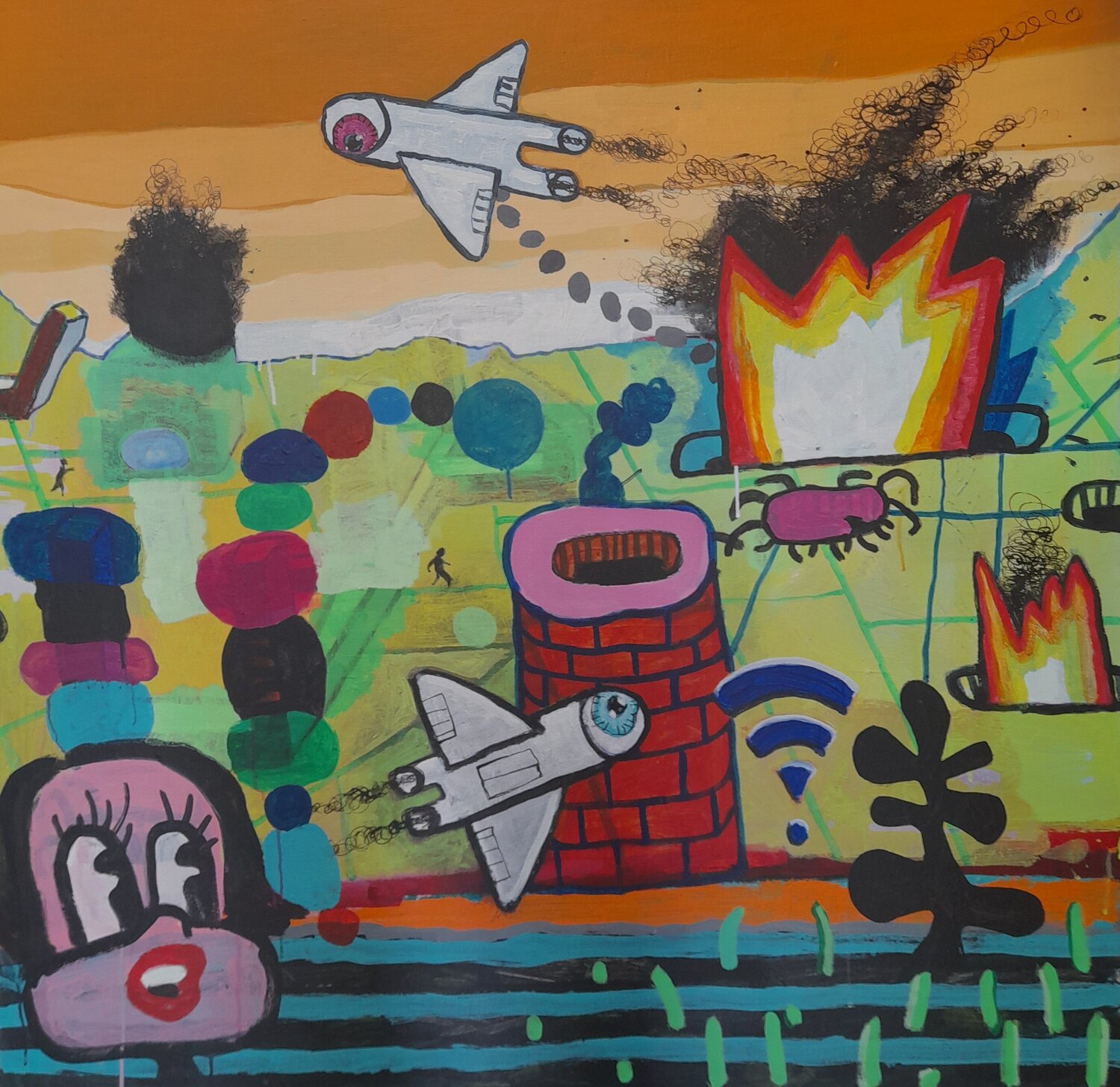 Space Invaders Matt Mounsey Originalgemälde zu verkaufen