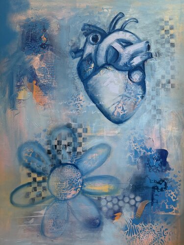 My Heart in Bloom Blue de Eilis Soto, Pintura a la venta en Singulart