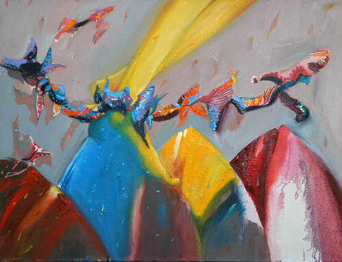 Feeding the Butterflies par Albes Fusha, Peinture en vente sur Singulart