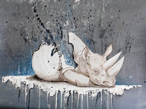 Diceros Bicornis. L'écorché. by Gier Gier, Painting for Sale on Singulart