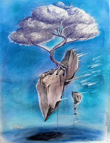 Levitatio N°5. Arbor super vacuum. Arbre au dessus du vide. by Gier Gier, Work on Paper for Sale on Singulart